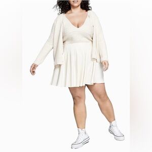NWT  AND NOW THIS PLUS PLEATED TENNIS SKIRT Size 2X Bone (Ivory)